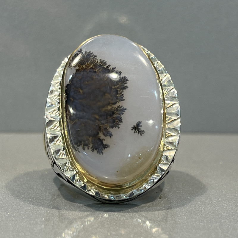 انگشتر نقره مردانه مدل دست ساز سنگ شجر طبیعی انگشتر نقره مردانه مدل دست ساز سنگ شجر طبیعی