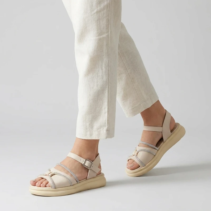صندل طبی تخت زنانه با سگک مدل 2073نگینی