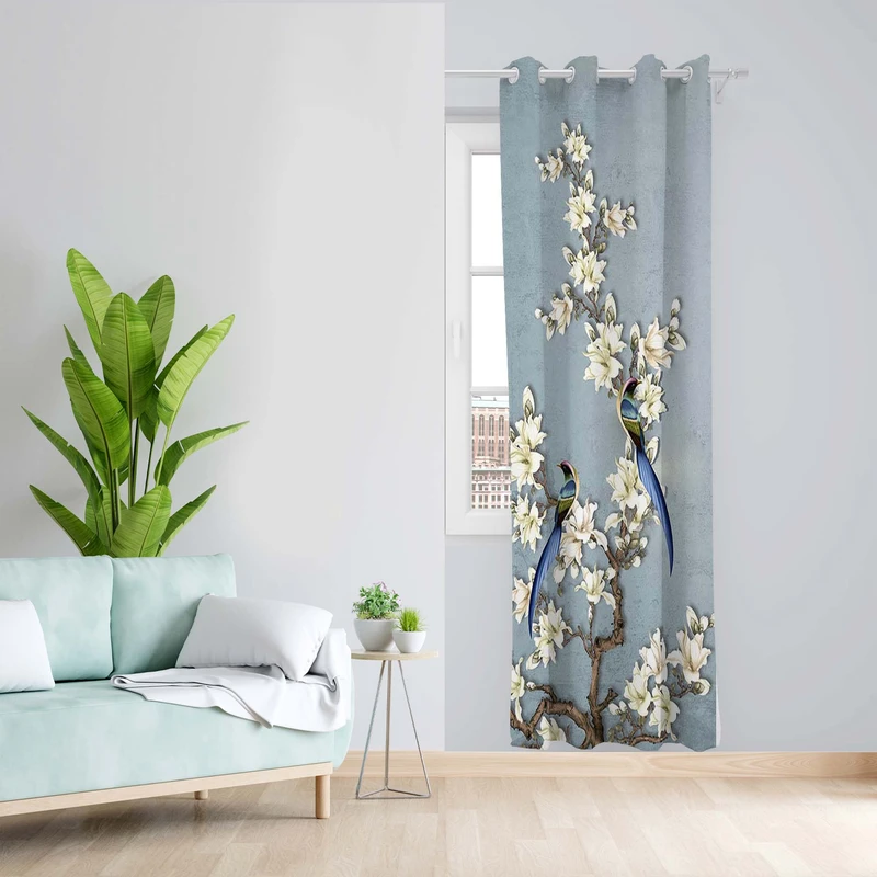 پرده طرح شکوفه مدل مخمل پانچی کد 5099L z سایز 140x200 سانتی متر