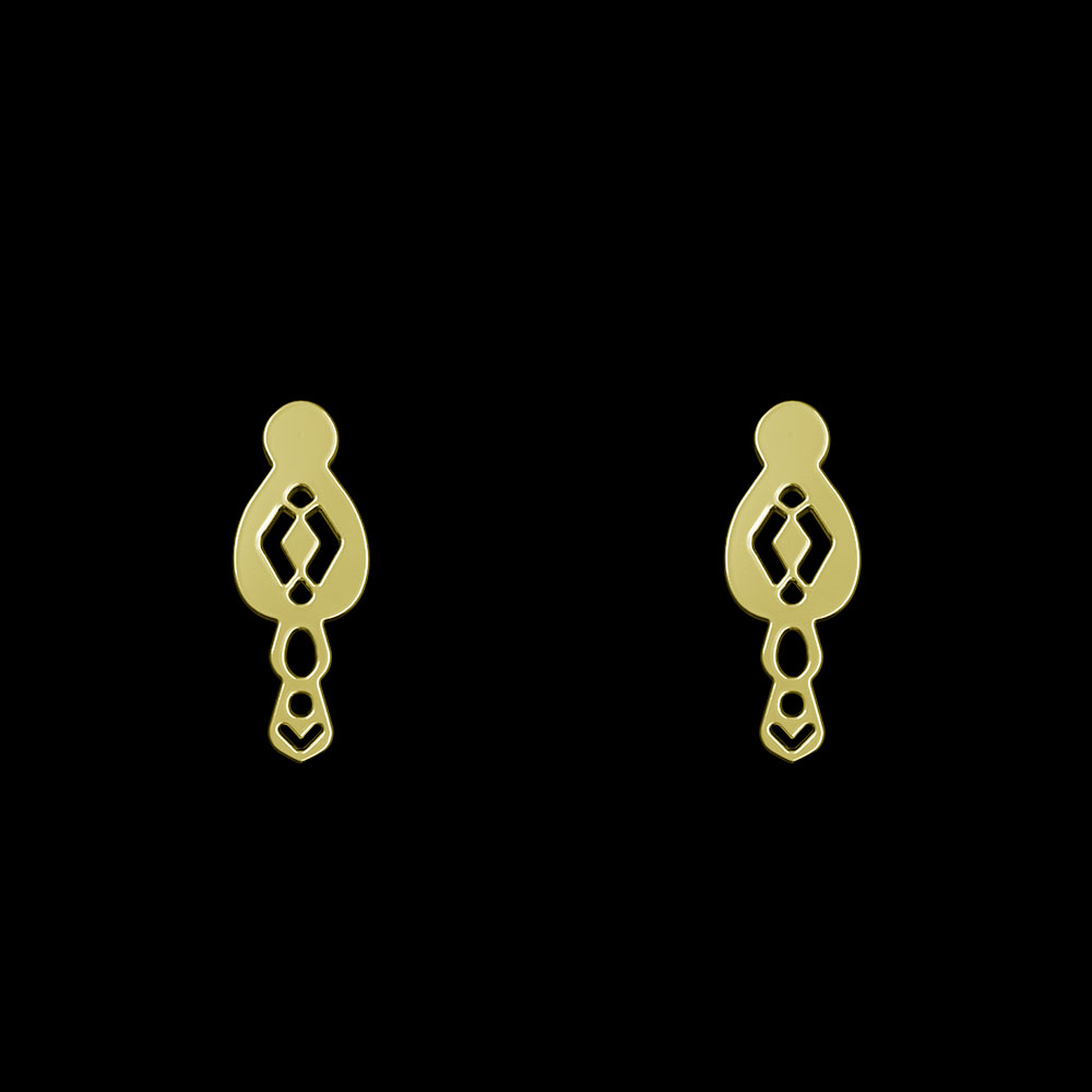 گوشواره طلا 18 عیار زنانه مدوپد مدل هندسی کد GA1-10164