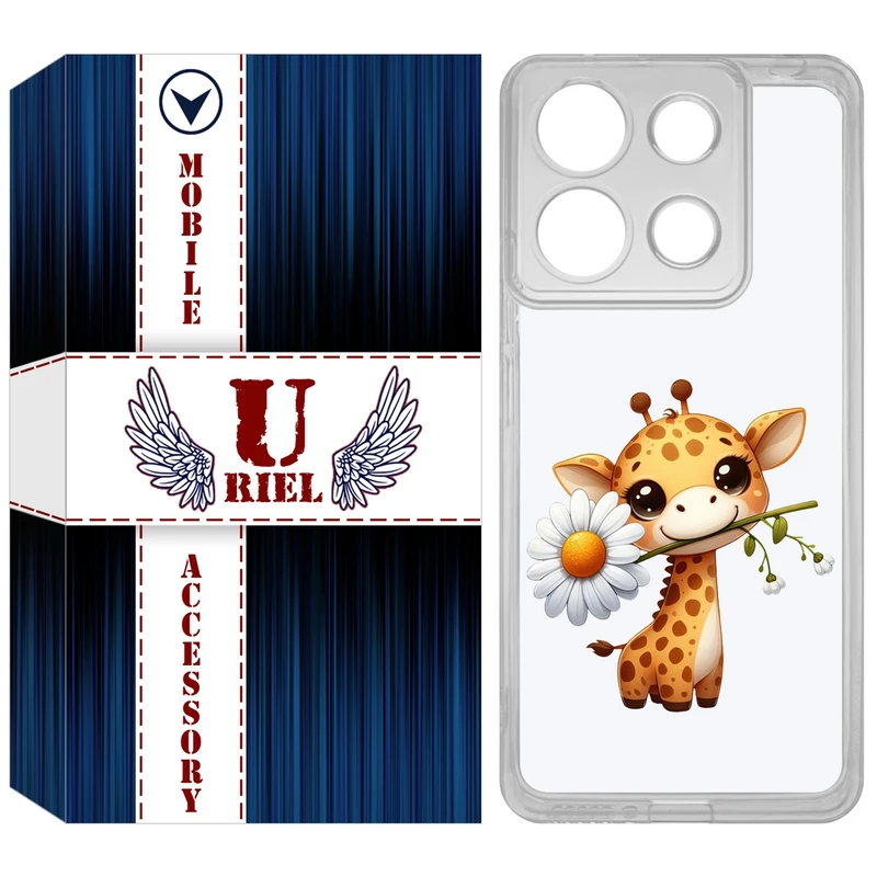 کاور یوریل مدل Clear کد 38 طرح زرافه مناسب برای گوشی موبایل شیائومی Redmi Note 13 4G