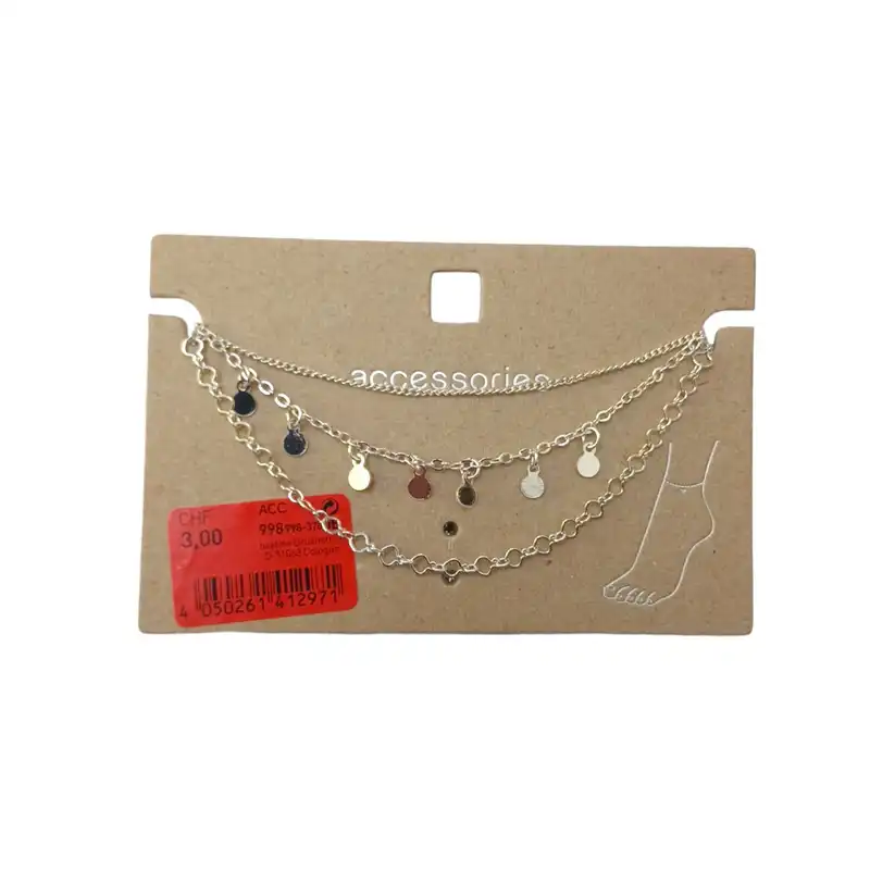 پابند زنانه اکسسورایز مدل سه لاین زنجیری آویزدار