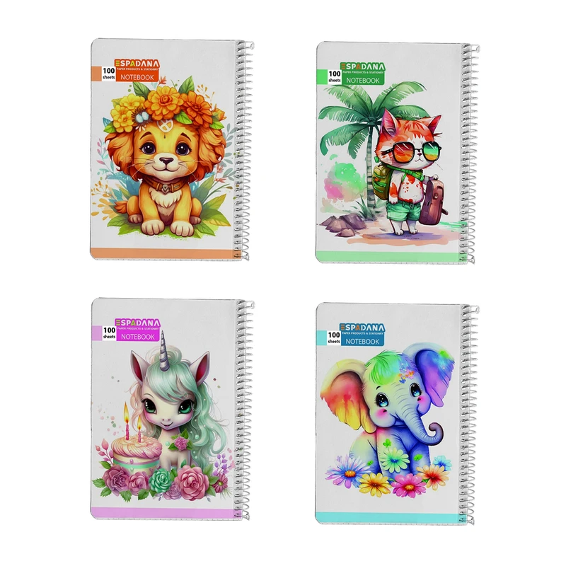 دفتر مشق 100 برگ اسپادانا مدل بینگو کد 1031469 مجموعه 4 عددی