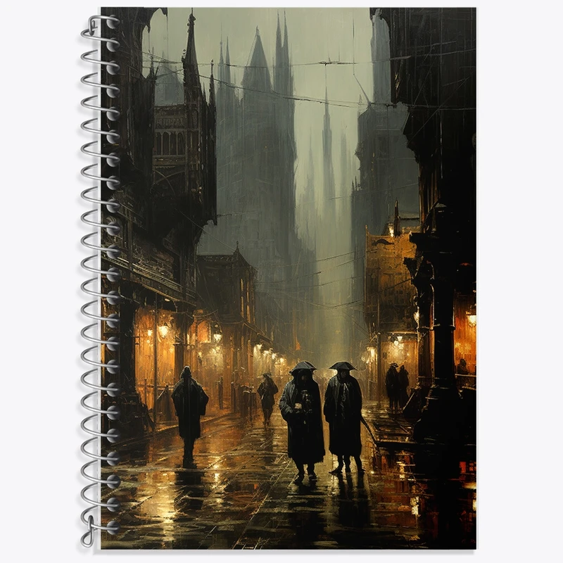 دفتر زبان 50 برگ خندالو مدل دو خط طرح خیابان بارانی کد F413