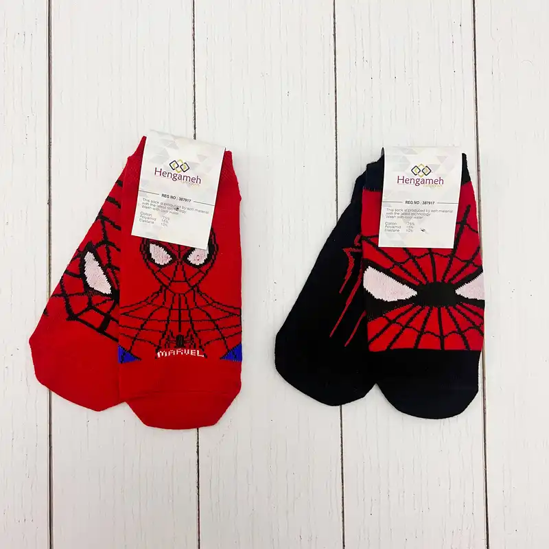 جوراب پسرانه تن پوش هنگامه مدل مرد عنکبوتی مجموعه 2 عددی