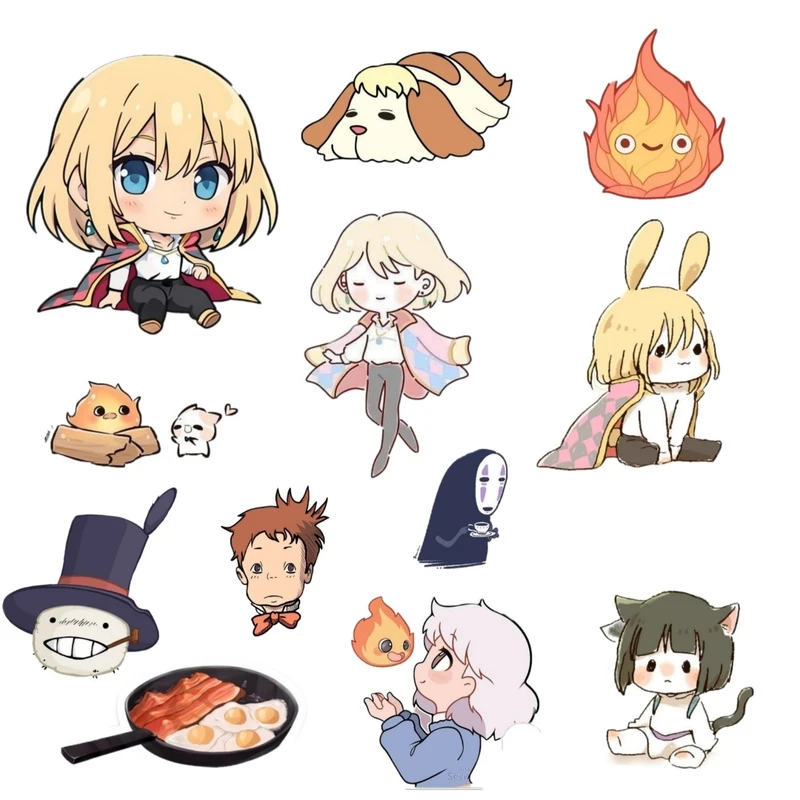 استیکر لپ تاپ طرح انیمه هاول کد 4 مجموعه 13 عددی