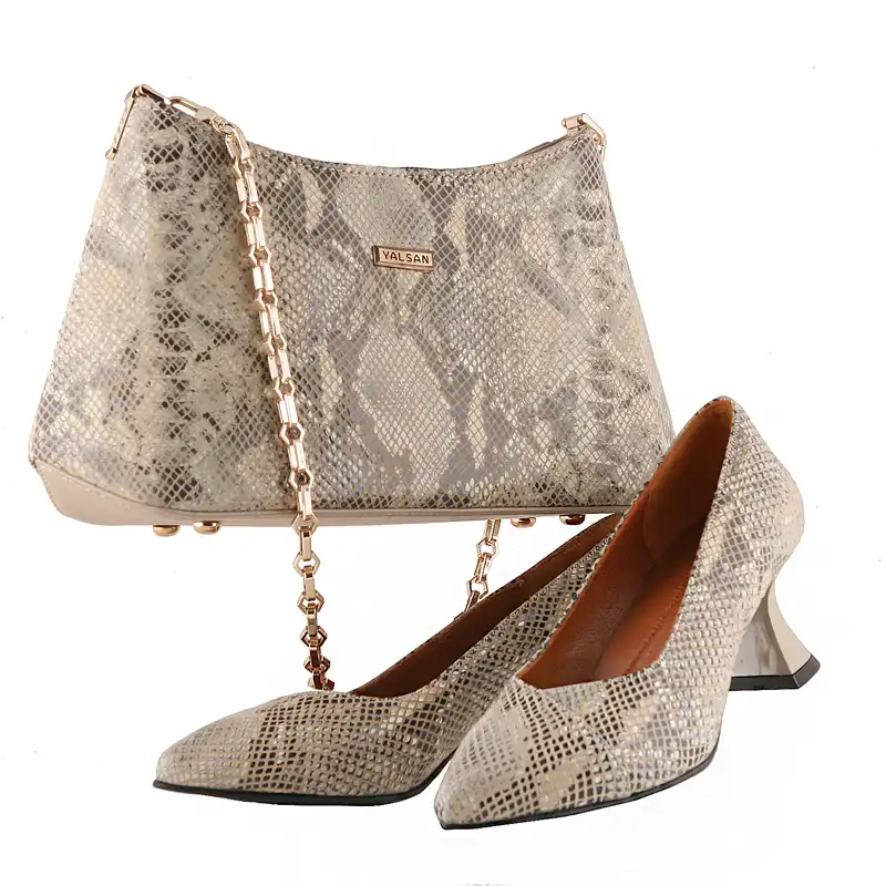 ست کیف و کفش زنانه چرم یلسان مدل آنديا کد ROZHIN-RTL-900-krm