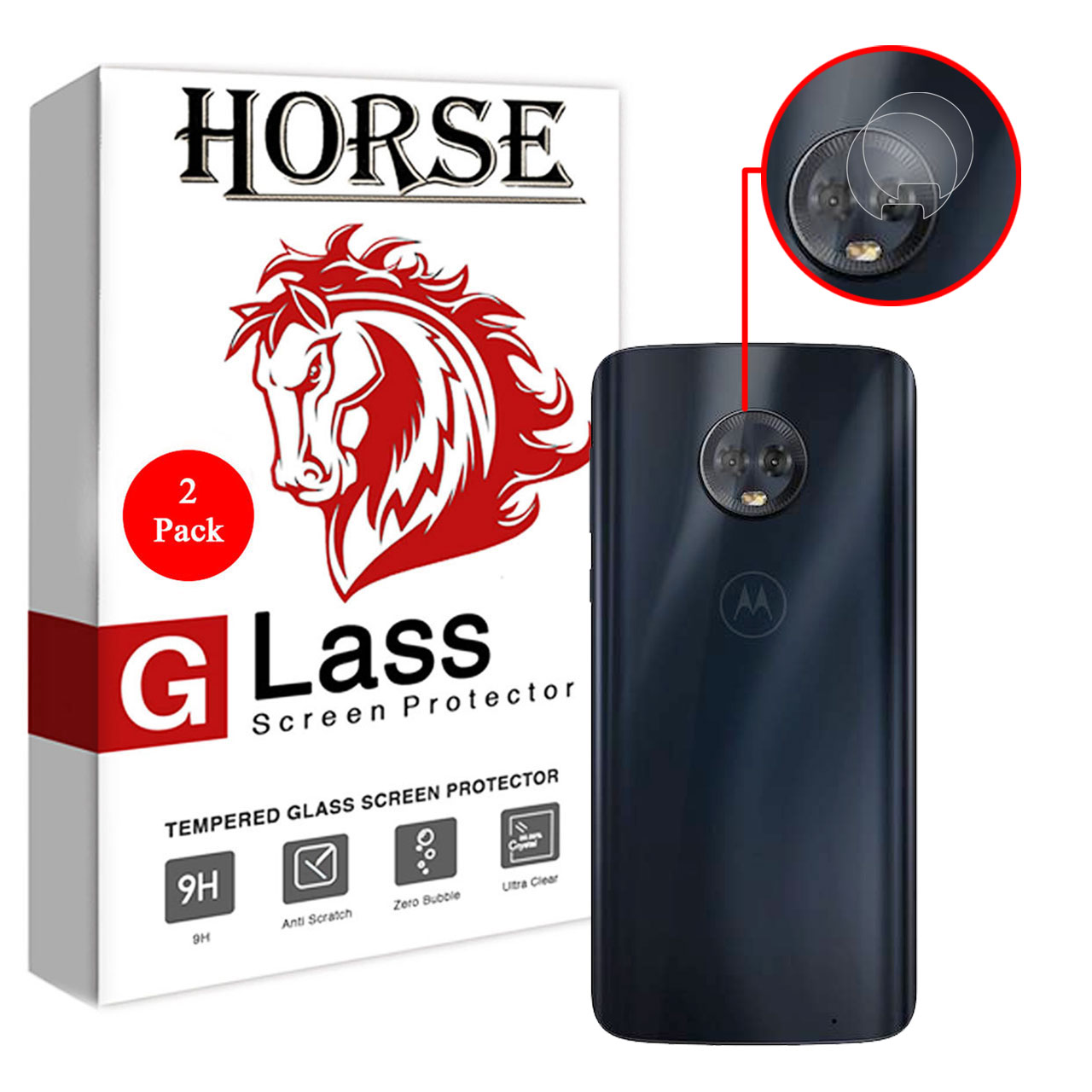 محافظ لنز دوربین هورس مدل UTF مناسب برای گوشی موبایل موتورولا Moto G6 Plus بسته دو عددی