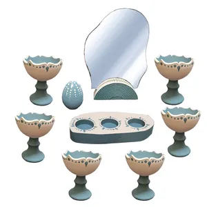 مجموعه ظروف هفت سین 10 پارچه مدل نقطه کوبی سنتی