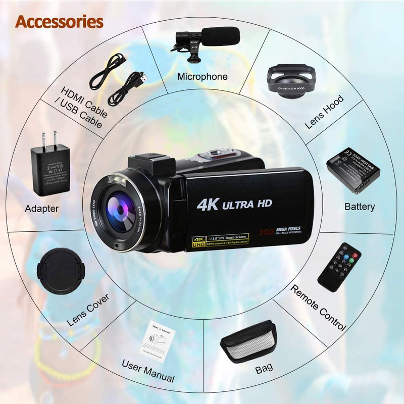 دوربین فیلم برداری مدل 4K Vlogging UHD 30M 30FPS 3 Inch
