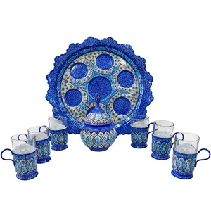 سرویس چای خوری 8 پارچه مینا کاری مدل نقشینه
