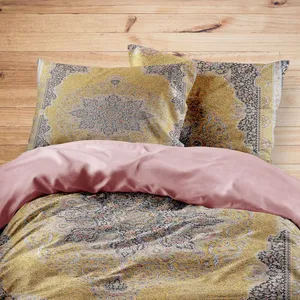 سرویس روتختی مدوپد طرح فرش قم ترنجی گل ریز مدل C-Ghom047 یک نفره 4 تکه