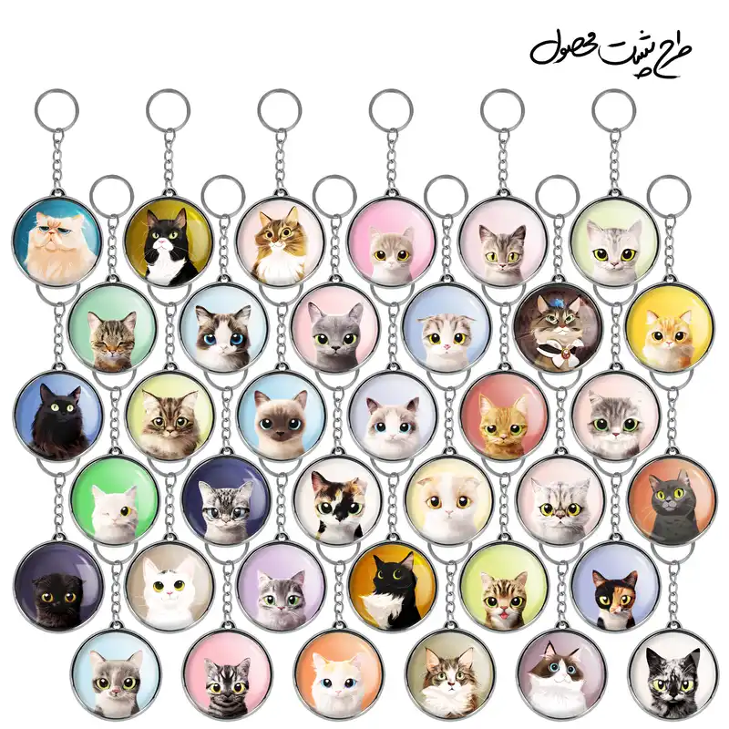 جاکلیدی خندالو طرح گربه Cat مدل دوطرفه کد 130 مجموعه 36 عددی