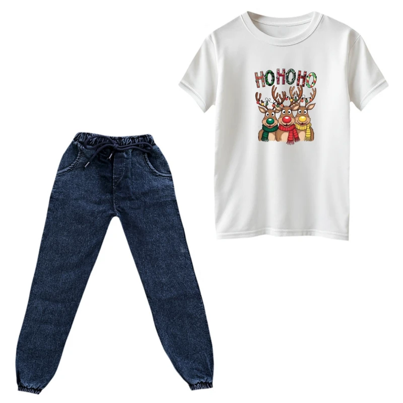 ست تی‌شرت و شلوار پسرانه مدل کریسمسی کد 013