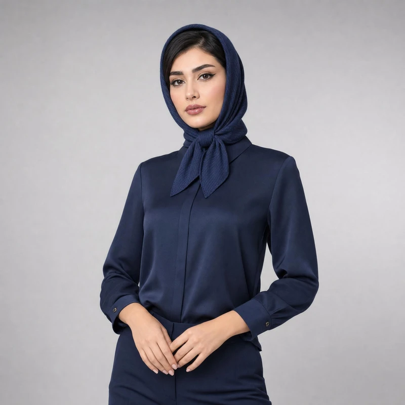 مینی اسکارف الیاف نخی زنانه مدل E12 با طول و عرض 84*84 سانتی‌متر