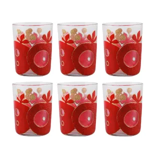 لیوان شیشه ای طرح انار کد 0022 بسته 6 عددی