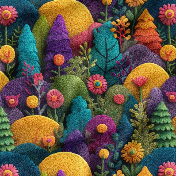 پارچه ملحفه عرض 1.5 متر پارچه باما طرح پنج بعدی باغ رنگارنگ کد 5014557 رنگ بنفش