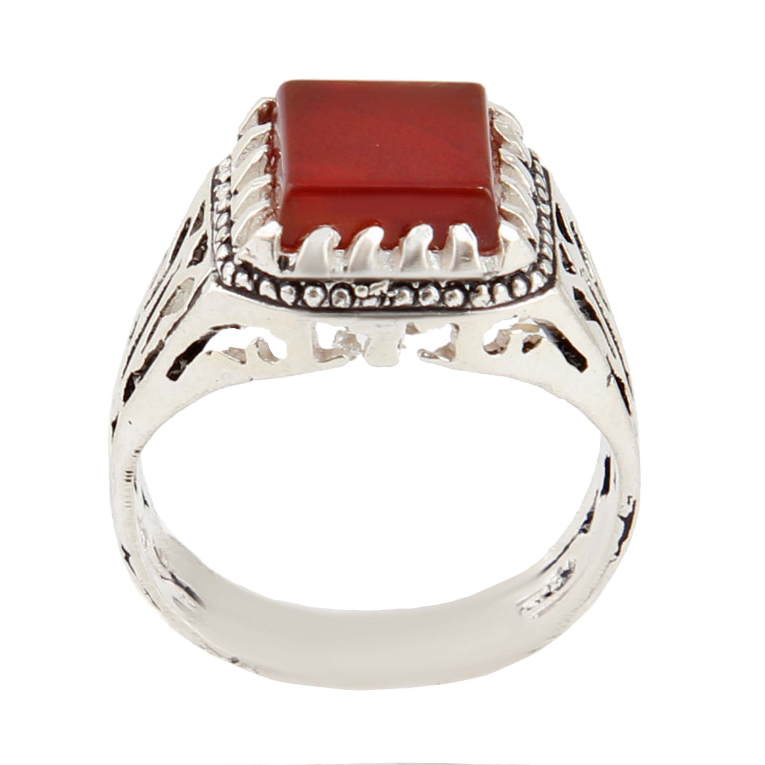 انگشتر نقره مردانه بازرگانی میلادی مدل سنگ عقیق یمنی رکاب سیلندری کد AM_2873