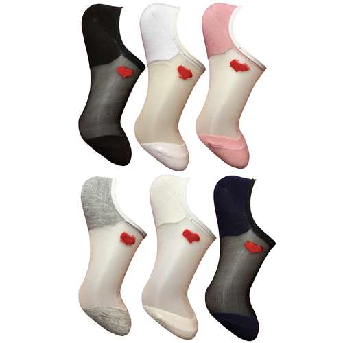 جوراب زنانه دکتر جوراب مدل زیرقوزک شیشه ای طرح قلب بسته 6 عددی