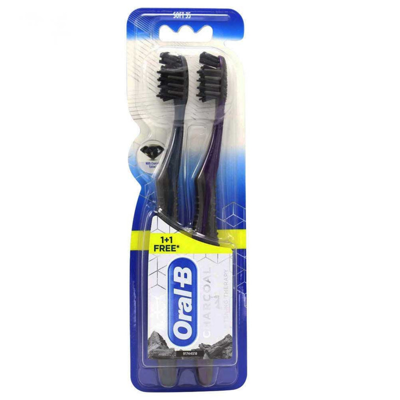 مسواک اورال-بی مدل CHarcoal با برس نرم بسته  2 عددی