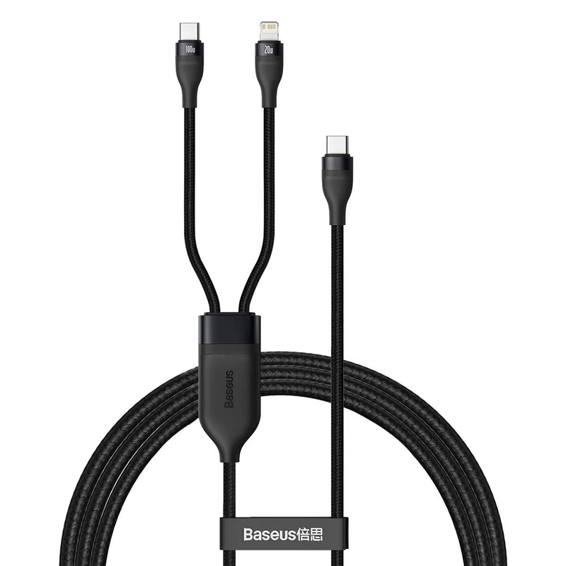 کابل تبدیل usb-C / usb-C / لایتنینگ باسئوس مدل C-LC طول 1.2 متر