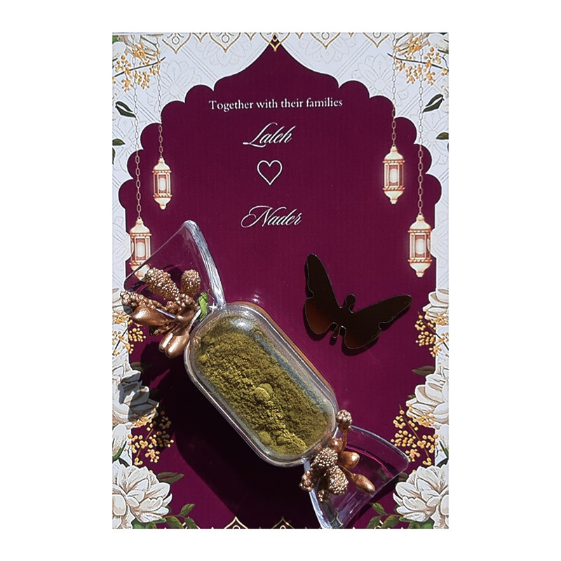 گیفت عروسی طرح حنا مدل کارتی بسته ۸ عددی