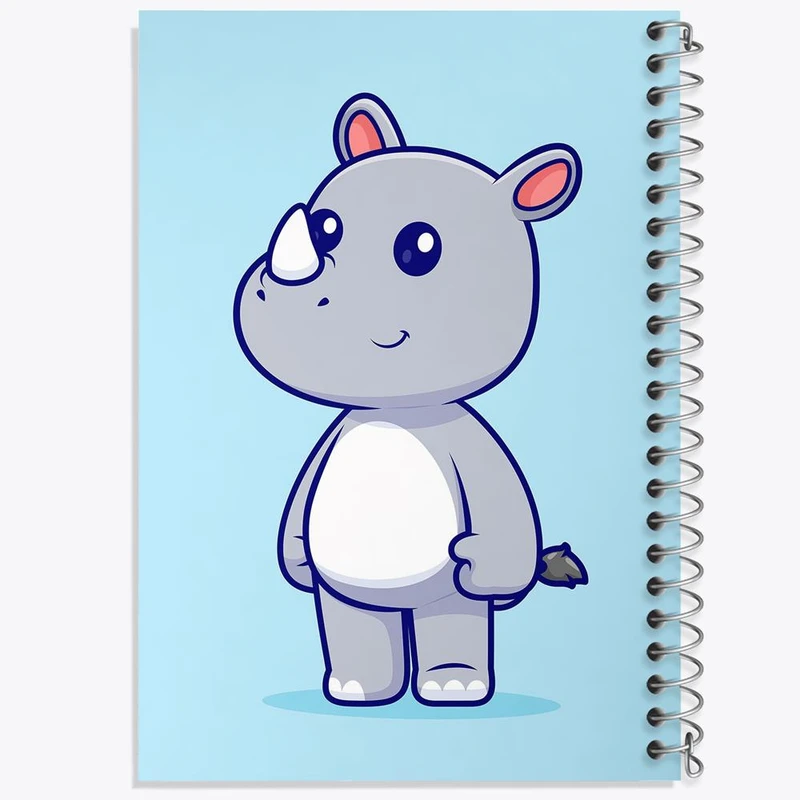 دفتر مشق 100 برگ خندالو طرح حیوانات بامزه کرگدن کد 29705