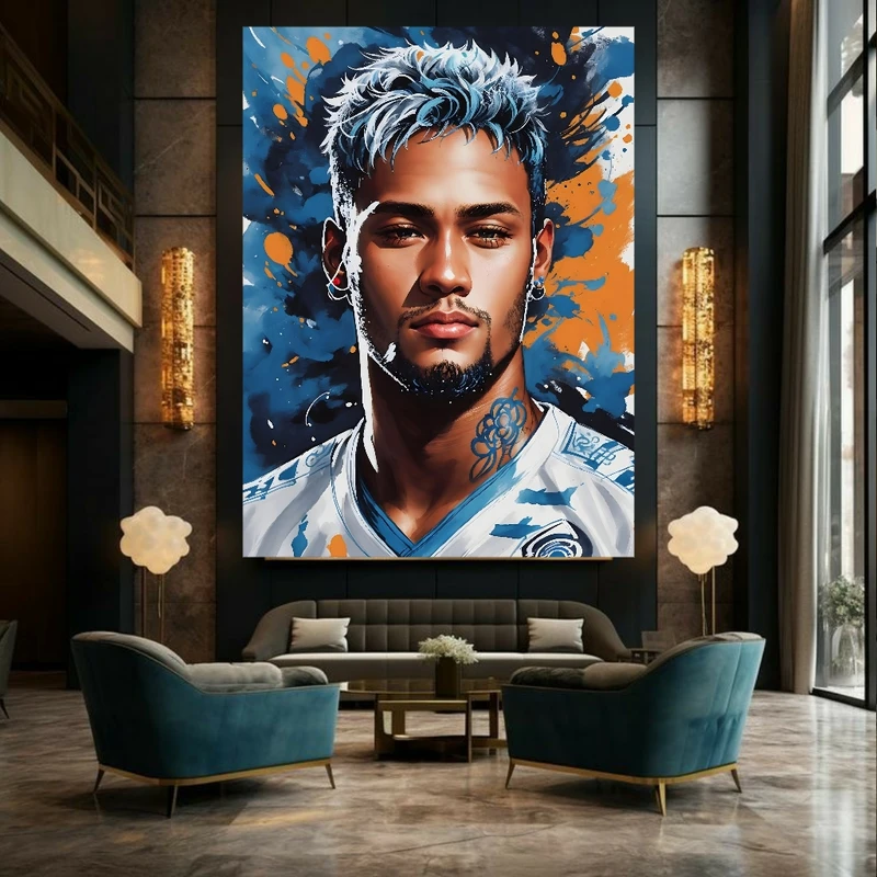 پوستر طرح مخمل فوتبالیست ناب برزیلی نیمار کد BK23420