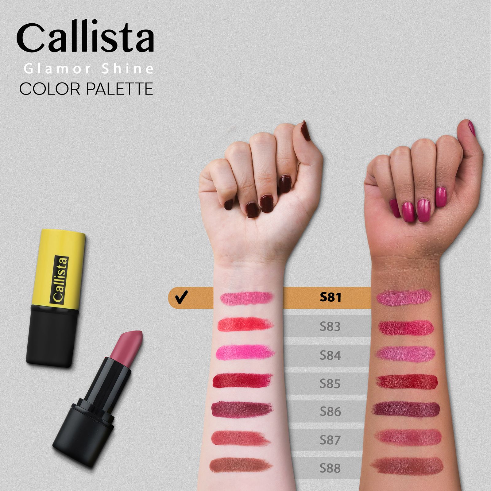 رژ لب جامد کالیستا مدل Glamor Shine شماره S81 -  - 2