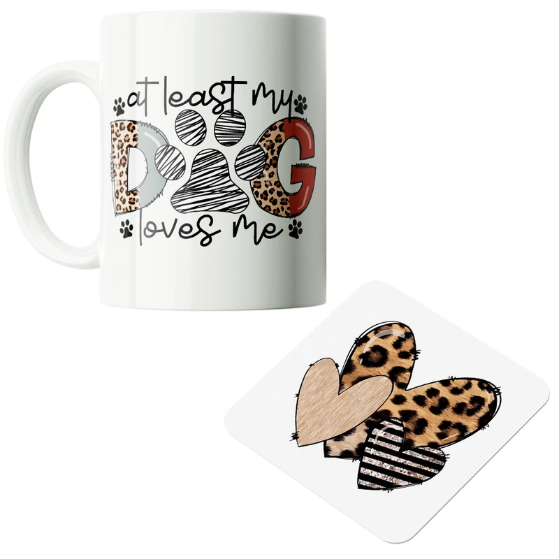 ماگ پاد آفرین مدل سگ پت عشق حیوانات  کد PZ149 به همراه زیرلیوانی