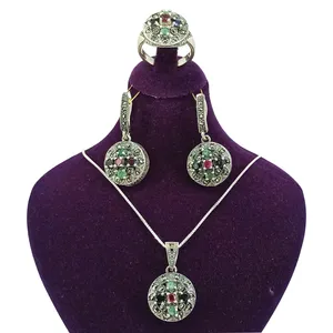 نیم ست نقره زنانه سلین کالا مدل یاقوت و زمرد ce-As100