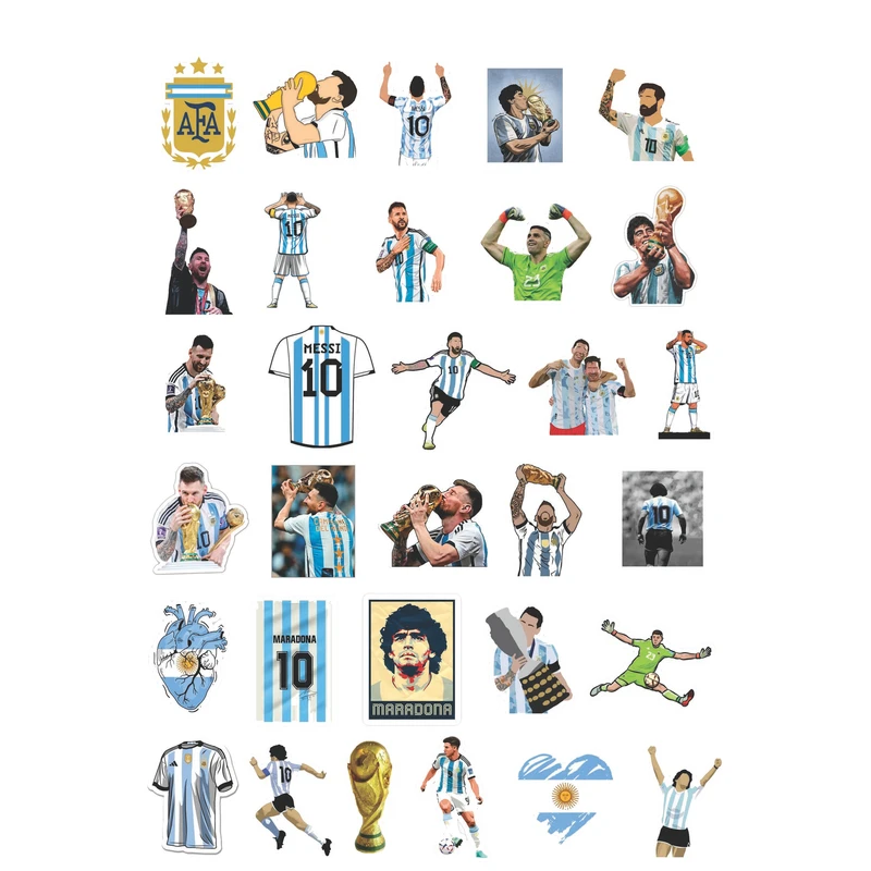 استیکر لپ تاپ کافه پرینت طرح آرژانتین کد FB103 بسته 31 عددی