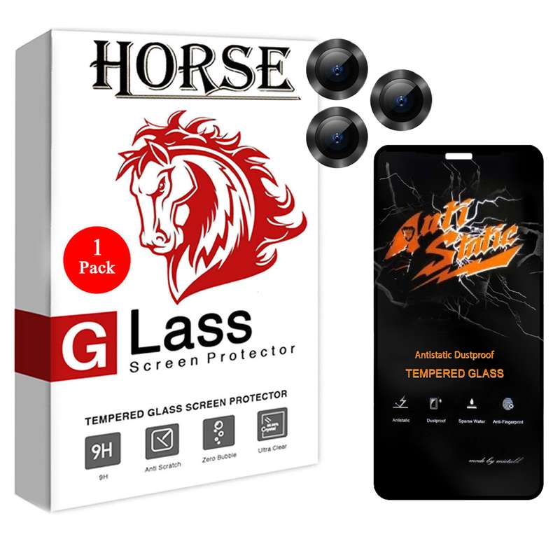 محافظ لنز دوربین هورس مدل 2ST-RING مناسب برای گوشی موبایل اپل iPhone 11 Pro Max به همراه محافظ صفحه نمایش  