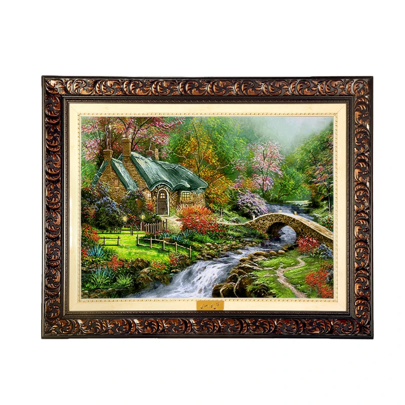 تابلو فرش ماشینی نقش نگار رضوی طرح کلبه کد 1585D