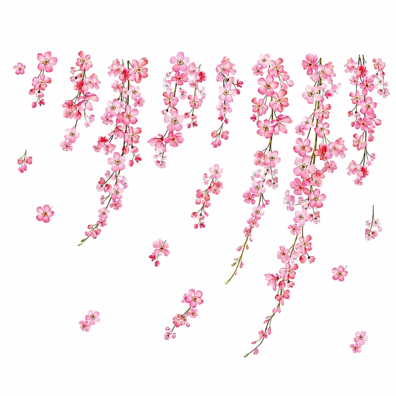 استیکر دیواری طرح شکوفه‌ بسته 7 عددی