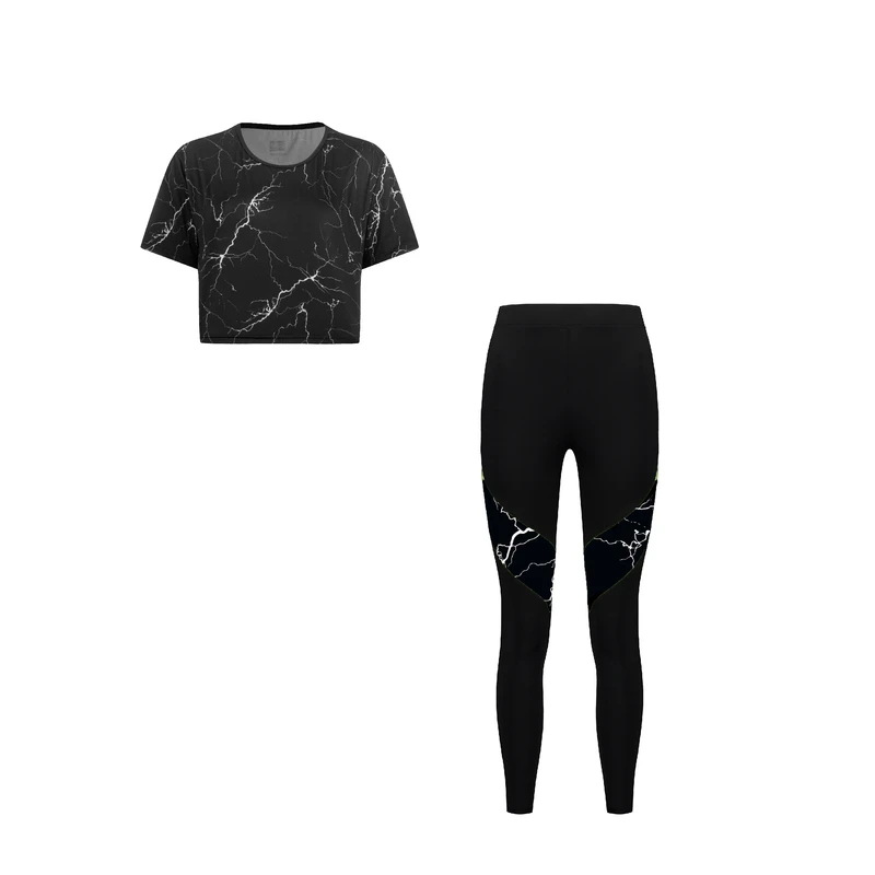 ست کراپ تی شرت و لگینگ ورزشی زنانه مدل 1401-56