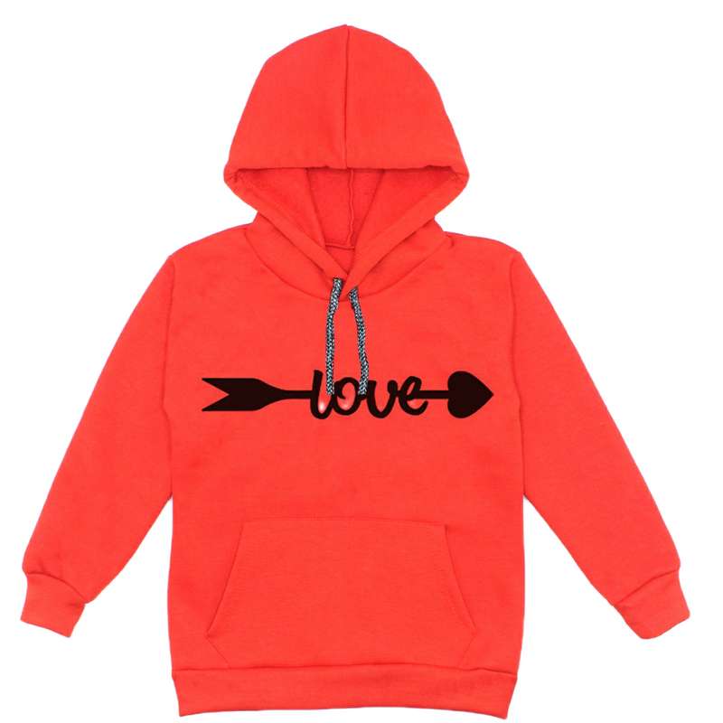 هودی دخترانه مدل A10 LOVE رنگ قرمز