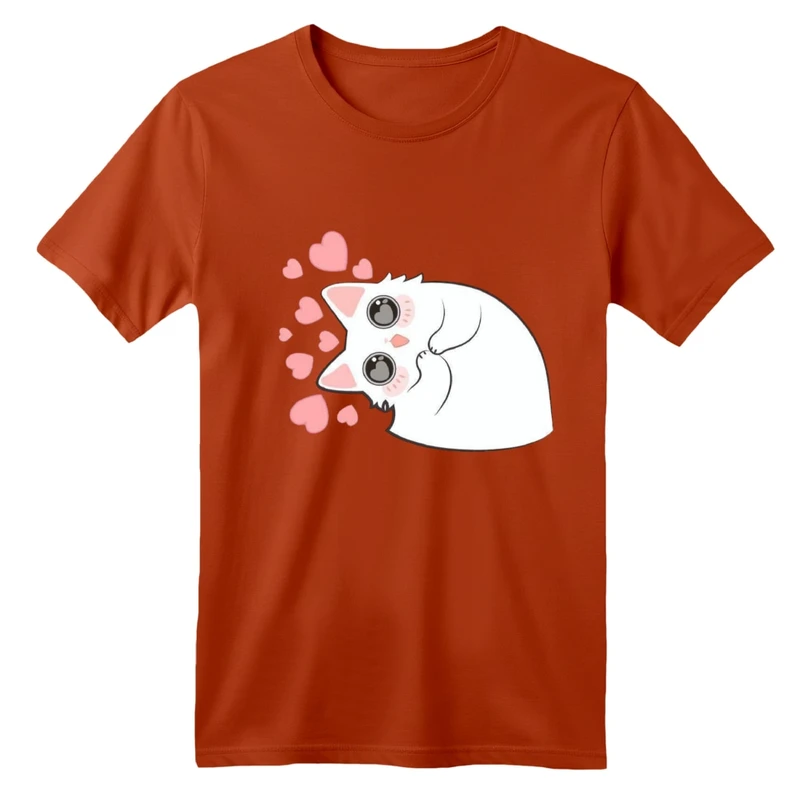 تی شرت آستین کوتاه بچگانه مدل گربه قلبی