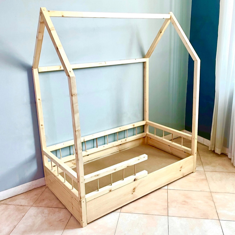 تختخواب کودک روستیک دکور مدل کلبه