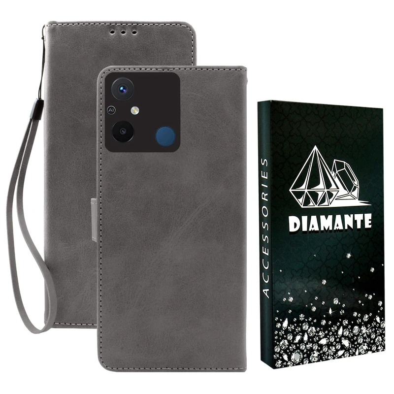 کیف کلاسوری دیامانته مدل Gray Bk مناسب برای گوشی موبایل شیائومی Poco C65