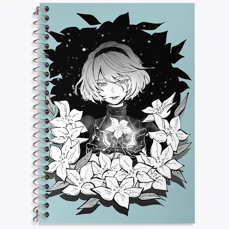 دفتر زبان 50 برگ خندالو مدل دو خط طرح بازی نیر اتوماتا (Nier Automata)  کد 31591