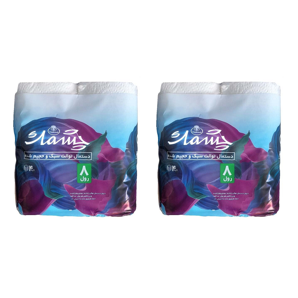دستمال توالت چهار لایه چشمک مدل PG207 دو بسته 8 عددی