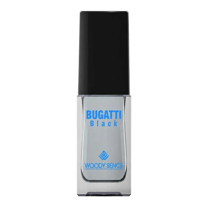 عطر جیبی مردانه وودی سنس مدل Bugatti Black با رایحه تند و چوبی حجم 15 میلی‌لیتر
