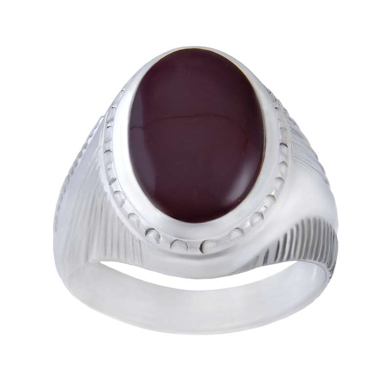 انگشتر نقره مردانه مدل سنگ عقیق اصل رکاب سیلندری کد AM_049