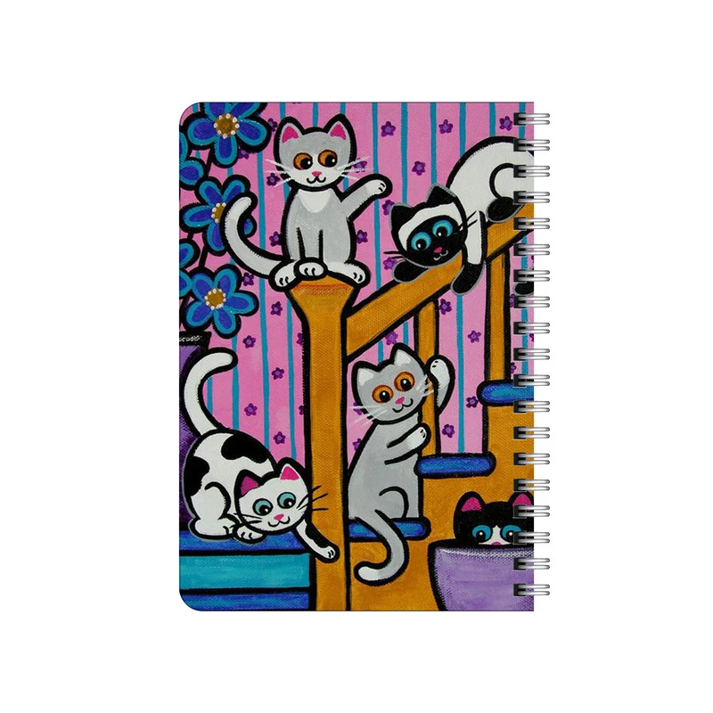 دفترچه یادداشت بامبیلیپ مدل چوبی طرح نردبان و گربه ها کد 3817565