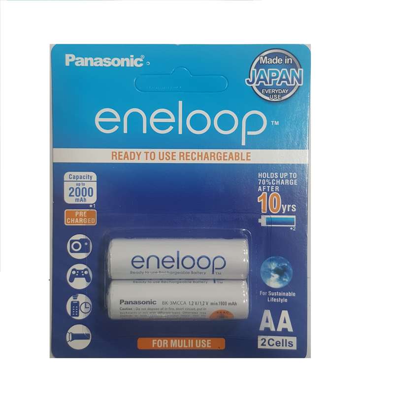 باتری قلمی قابل شارژ پاناسونیک مدل BK-3MCCE/4BT eneloop 2000 mha بسته 2 عددی باتری قلمی قابل شارژ پاناسونیک مدل BK-3MCCE/4BT eneloop 2000 mha بسته 2 عددی