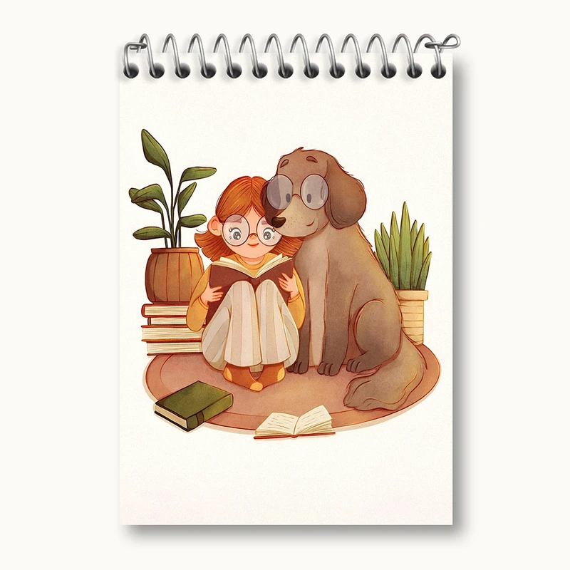 دفتر یادداشت 50 برگ خندالو طرح دختر و سگ کد N5642