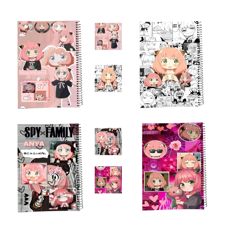 دفتر مشق 100 برگ طرح  انیمه آنیا کد spy x family4 به همراه برچسب مجموعه 8 عددی
