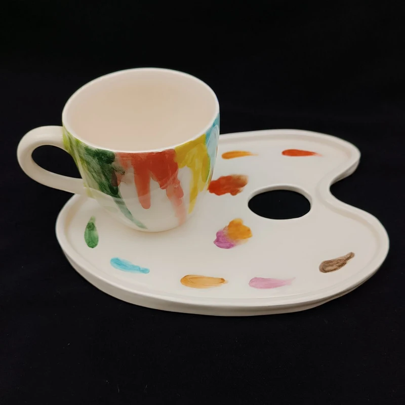 فنجان نعلبکی سرامیکی هیوا طرح آبرنگ کد 21429099