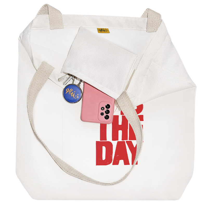 ساک خرید پارچه ای خندالو طرح Today Is The Day مدل توت بگ کد 7366
